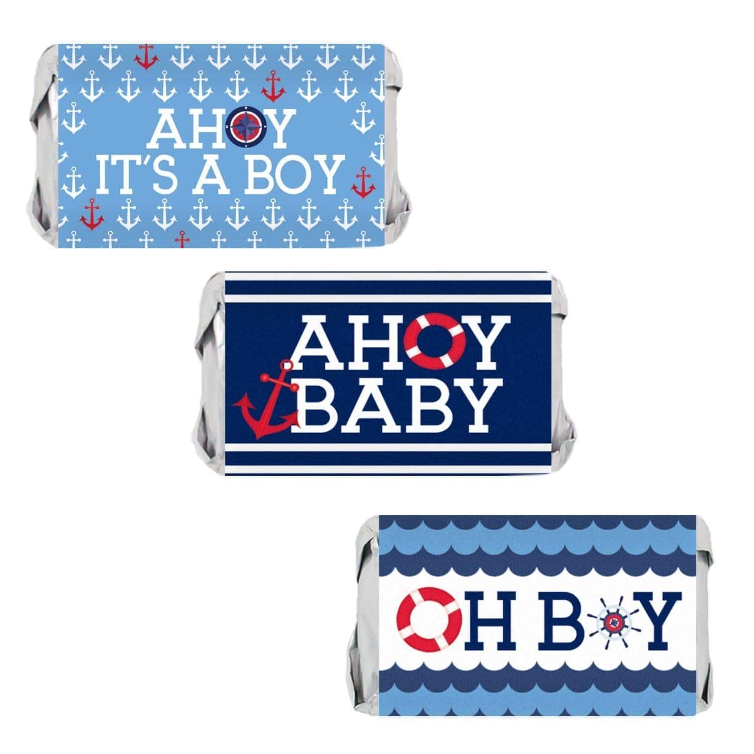 Ahoy It’s a Boy Baby Shower Mini Candy Bar Stickers - 45 Count